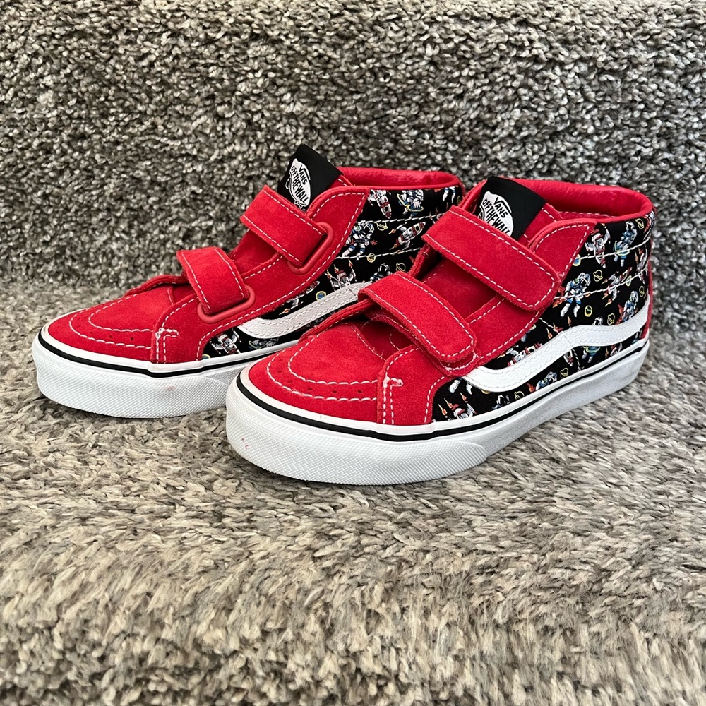 Vans Kids Red and Black Patterned Sneakers